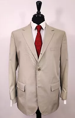 J. Press Solid Beige Tan Khaki 2pc Cotton 3 Roll 2 Hook Vent USA Suit 42R 35W • $149.99