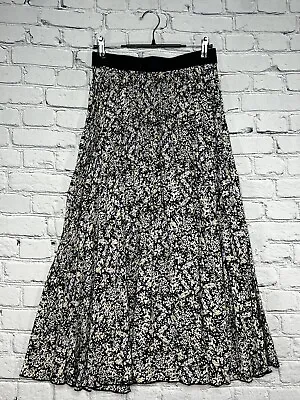 Vince Camuto Women's Trendy Elastic Waist Printed Pleated Midi Skirt Black Sz XS • $10