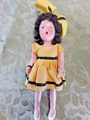 Vtg. Hollywood Doll Lucy With Her Pocket Yellow Dress 8  Needs Restrung • $5.99