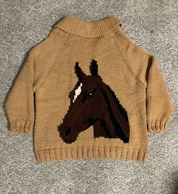 Vtg. Mary Maxim 50s Double Print/HORSE/U Shoe-COWICHAN HEAVY SWEATER -Uni-XL-EUC • $199.99