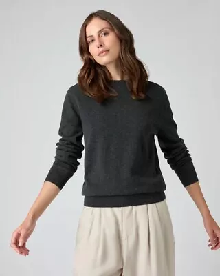 J. Crew Cotton With Cashmere Long Sleeve Sweater Shirt Blouse Grey Crew Neck Sm • $35