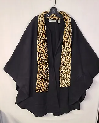 Vtg Amanda Smith Cape Faux Fur Leopard Scarf Fleece One Size • $35
