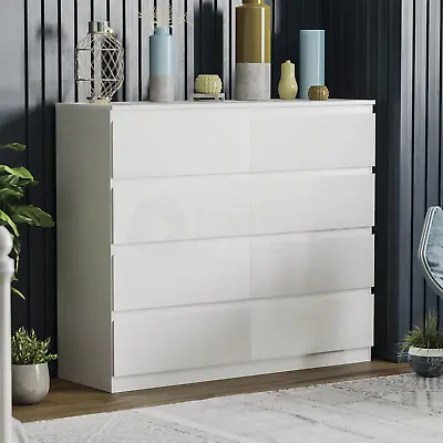 Modern White Chest Of Drawers Bedside Table Bedroom 2 3 4 5 6 8 Drawer Cabinet • £129.94