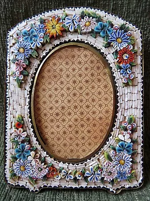 Venetian Italian Micro Mosaic Florals Gilt Bronze Mounted Photo Frame C. 1900 • $550