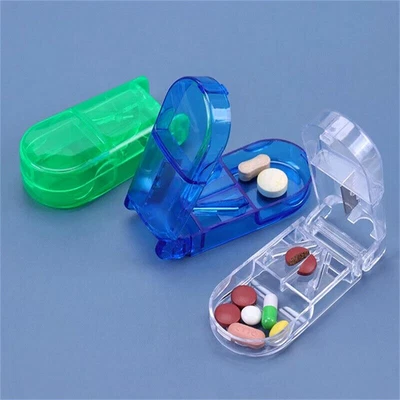 $9.95 • Buy PILL CUTTER Splitter Half Storage Compartment Box Medicine Tablet Holder Safe