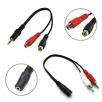 £2.79 • Buy 3.5mm To 2 RCA Twin Phono Aux Audio Cable Jack Stereo Y Splitter Lead PC TV