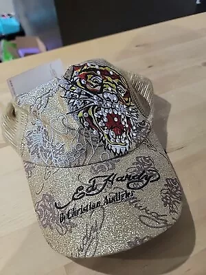 Ed Hardy By Christian Audigier Hat Gold With Tiger And Rhinestone  • $15