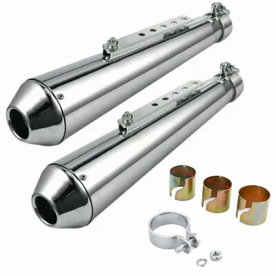 2pcs Universal Motorcycle Exhaust Muffler Pipe Removable Silencers Cafe Racer • $76.95