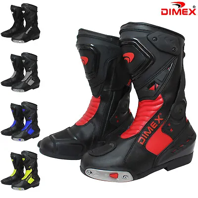 Mens Motorcycle Long Boots Waterproof Leather Motorbike CE Armoured UK Size • $68.37