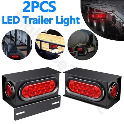 Two Trailer/Truck Red 6  Oval Tail & 2  Marker LED Lights With Housing Steel Box • $45.90