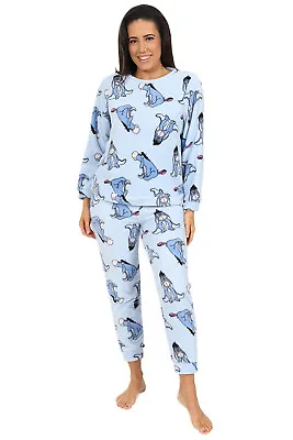 Disney Womens Eeyore Blue Fleece Long Pyjama Set • £19.99