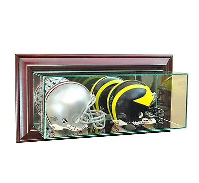  Wall Mounted Double Mini Helmet Display Case Glass FREE SHIPPING UV • $97.60