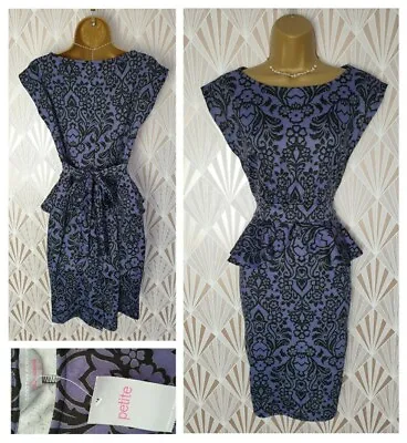 £15.99 • Buy Bnwt Dorothy Perkins Dress Size 12 Peplum Black Purple Occasion Evening Fitted