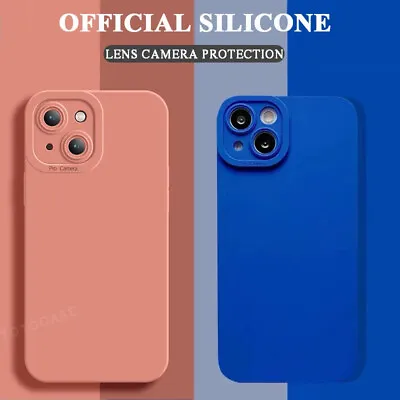 $6.19 • Buy For IPhone 14 13 12 11 Pro Max XS XR X 8 Liquid Silicone Soft Bumper Case Cover