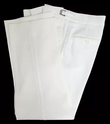 Men's Ivory Tuxedo Pants Satin Stripe Machine Washable Adjustable 33-35  Waist • $8.99