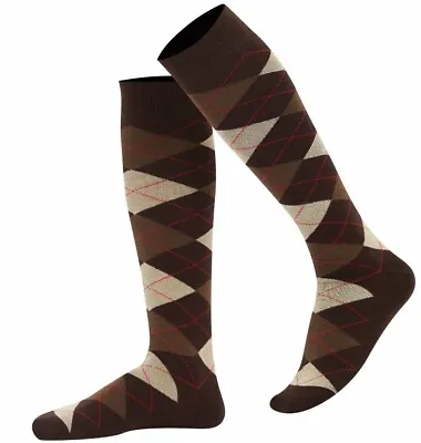 Mysocks Unisex Knee High Long Socks Argyle Finest Combed Cotton • £7.95
