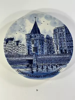 Transferware Schreierstoren Amsterdam Norelco Delft Holland 1982 Blue Plate • $9.95