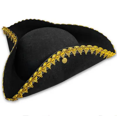 Medieval Black Tricorne Hat For Men Pirate Hat For Women Halloween Party Hat • $12.99