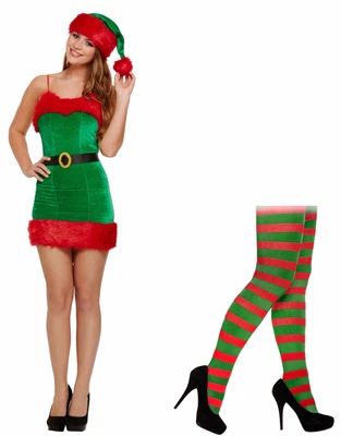£1.99 • Buy Sexy Christmas Santa Helper Elf Velvet Complete Outfit Costume Fancy Dress Tight