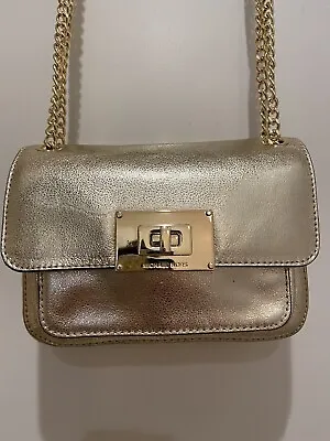 MICHAEL KORS Sloan Gold Leather Crossbody Double Chain Strap Shoulder Handbag • $100