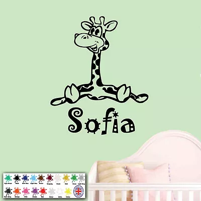 Girls Wall Sticker Giraffe - Cot Wall Art - Baby Girl Decal Nursery Animals • £4.25