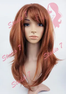 (N)Wavy Long Wavy Layered Auburn Brown Black Synthetic Wig-Studio7-UK • £19.80