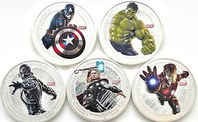 2015 Niue Marvel Characters 1oz. .999 Silver Coin Set Of 5 • $450