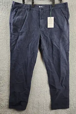 BARBOUR Neuston Slim-Fit Moleskin Pants Men's 40Wx32L City Navy Button Zip + • $59.85