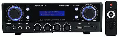 Rockville BLUAMP 100 Home Stereo Bluetooth Amplifier With USB/Mic Input+RCA Out • $74.95