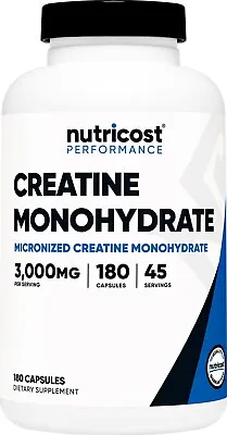 Nutricost Creatine Monohydrate 3000mg 180 Capsules (750mg Per Capsule) • $16.98