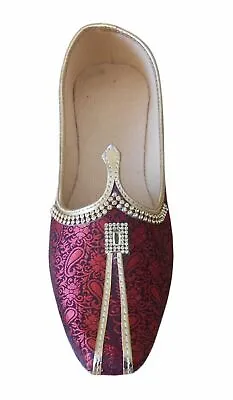 Men Shoes Leather Handmade Indian Wedding Mojaries Jutties Purple Size UK 5.5 • £44