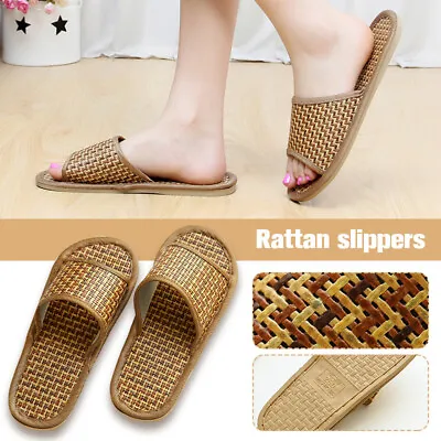 Summer Women Men Casual Home Rattan Slipper Sandal Bamboo Linen Slippers Shoes • $15.88