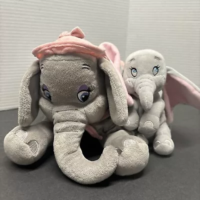 Disney Parks Dumbo Mrs Jumbo 15  & Baby 6  Plush Elephants Mother's Day Stuffed • $37.49