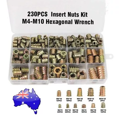 230pcs Threaded Hex Drive Insert Fixing Wood Screw Inserts Nuts M4/m5/m6m8/m10 • $25.99