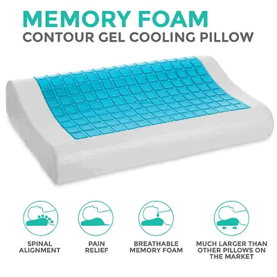 Cooling Pillow Orthopedic Memory Foam Contour Cervical Gel Firm Head Neck Back  • £17.95