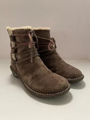 UGG Women's Caspia Winter Shearling Suede Boots Brown Leather Ties Size 8 3335 • $59.99