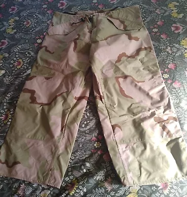 Mens Military Camouflage Cammo Nylon Rain Desert Pants | Large/Short | NEW • $40