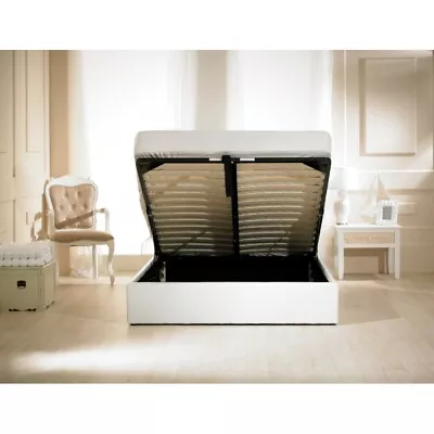 Madrid Faux Leather Ottoman Bed White • £389