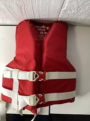 Child 30-50 LBS Stearns Red Life Jacket Wakeboard Vest Ski Kid Boat • $10