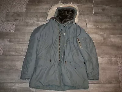 Snorkel 60s N3B Hooded Parka Mens Jacket Military Fur Hood USAF Size Large Vtg • $191.23