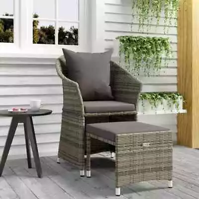 2 Piece Garden Lounge Set With Cushions Grey Poly Rattan • $217.58