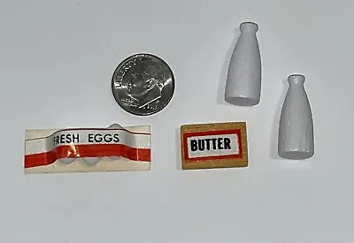 Vintage Dollhouse Miniatures Eggs~Butter~Milk Bottles~ Wood & Paper~ Diorama • $3.99