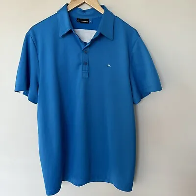 J.Lindeberg Mens Golf Polo Shirt XL Blue Field Sensor Fabric Polyester • $19.97
