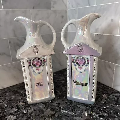 1930s Vintage Mepoco Made In Germany Lusterware Oil And Vinegar Cruets • $40