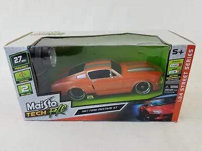 Maisto Tech R/C 1967 Ford Mustang GT Orange/Silver Stripes 1:24 27MHZ New In Box • $19.95