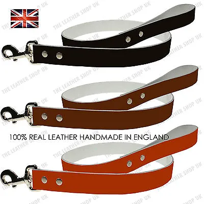 Dog Collar Lead 25mm Plain Handmade Leather 1  Wide With Trigger Hook Made In UK • £7.99