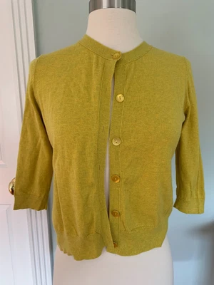 $20.99 • Buy Eileen Fisher ~ Cotton & Cashmere ~ Cardigan ~  Yellow ~ Pet. Pet. ~ Pretty