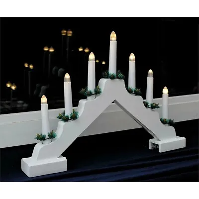 Christmas Candle Bridge 7 Bulb White Home Decor Wooden Arch Light Xmas Window • £11.99