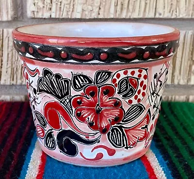 Mexican Ceramic Flower Pot Planter Folk Art Pottery Handmade Talavera #1 • $19.99