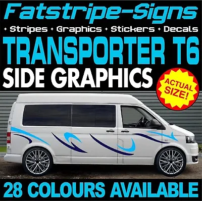 To Fit VW TRANSPORTER T6 GRAPHICS STICKERS STRIPES DECALS DAY VAN CAMPER SWB LWB • £49.49